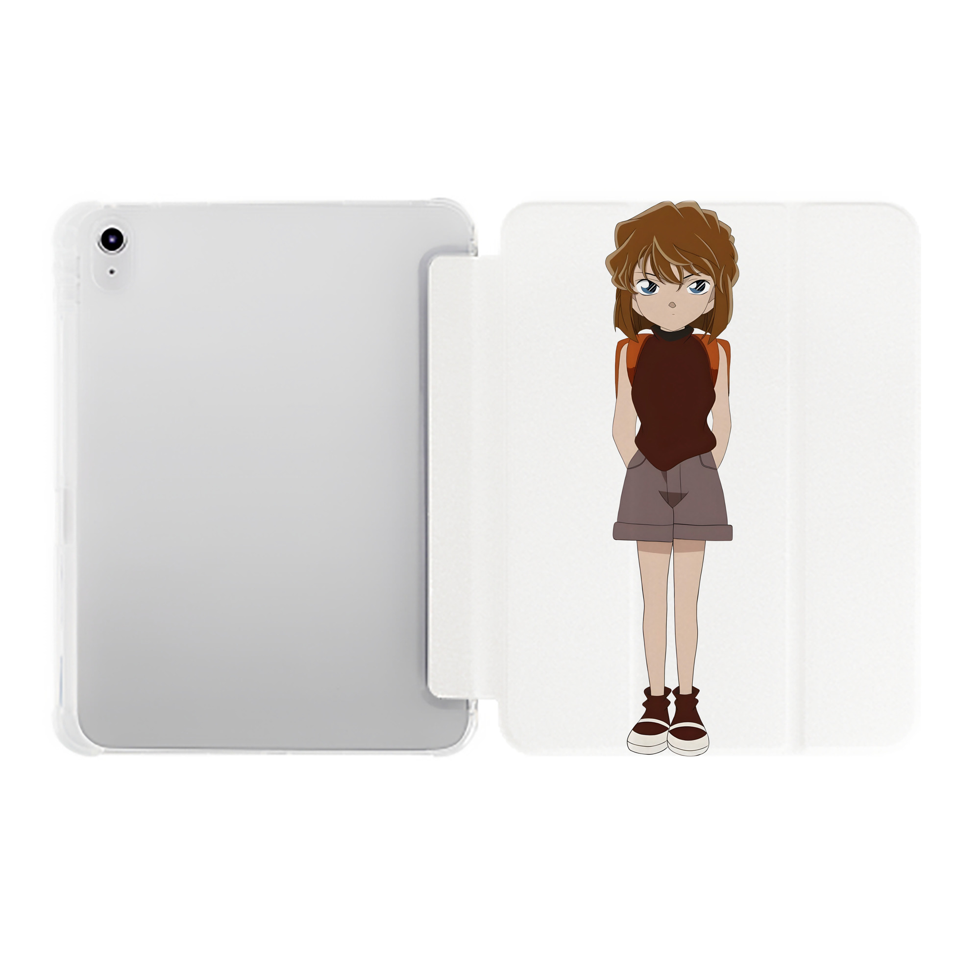 （画像用） 名探偵コナン 灰原 哀 はいばら あい Detective Conan Anita Hailey、Vi Graythorn Haibara Ai IPad ケース ペン収納付き 三つ折りスタンド PUレザー×シリコン 対応機種9.5/10.5/10.9インチ